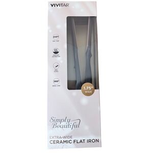 Vivitar Simply Beautiful Extra-Wide Ceramic Flat‎ Iron 1.75" Wide Plates Black